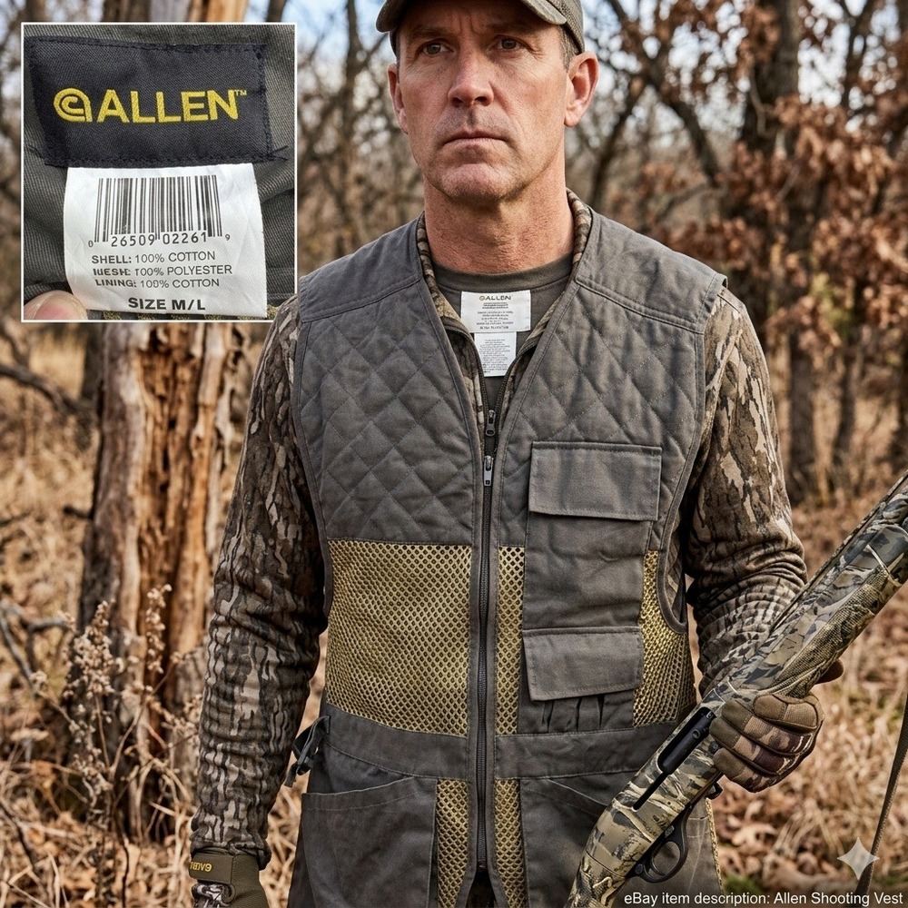 Allen Shooting Vest Mens M/L Brown Mesh Quilted Pockets Hunting Trap Clay Gear